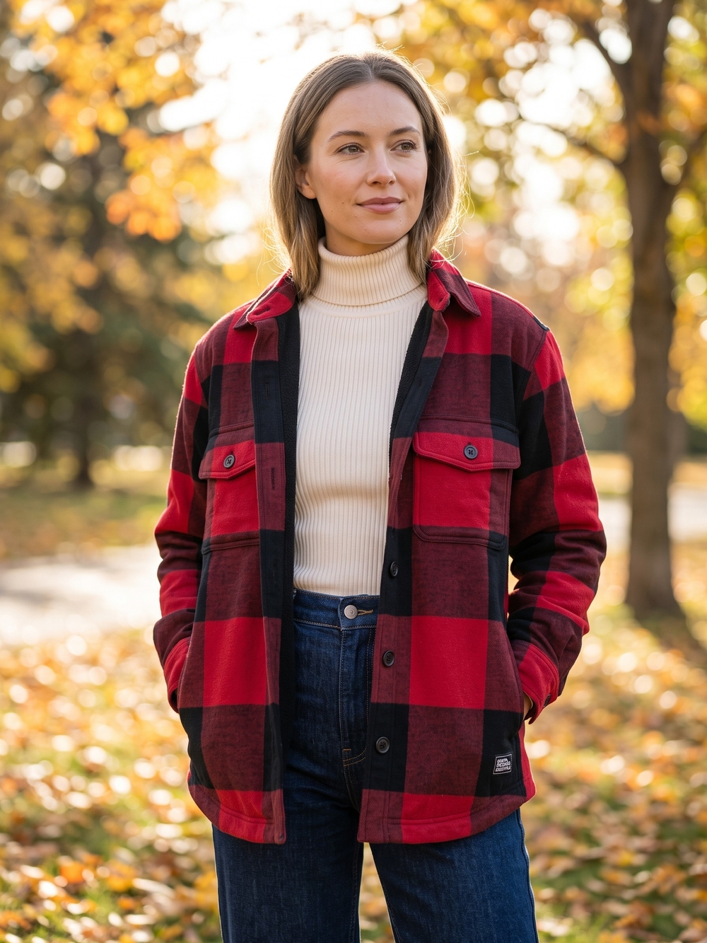 Eddie Bauer Fleece Lined Buffalo Plaid Shacket NWT Cabincore Gorpcore Jacket